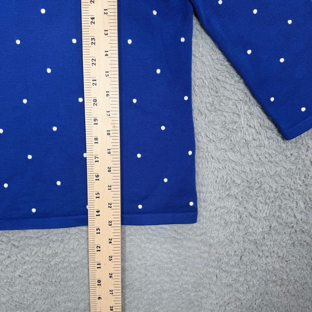 Lauren Ralph Lauren Blue Polka Dot Boat Neck 3/4 Sleeve Knit Top Small - Picture 8 of 10